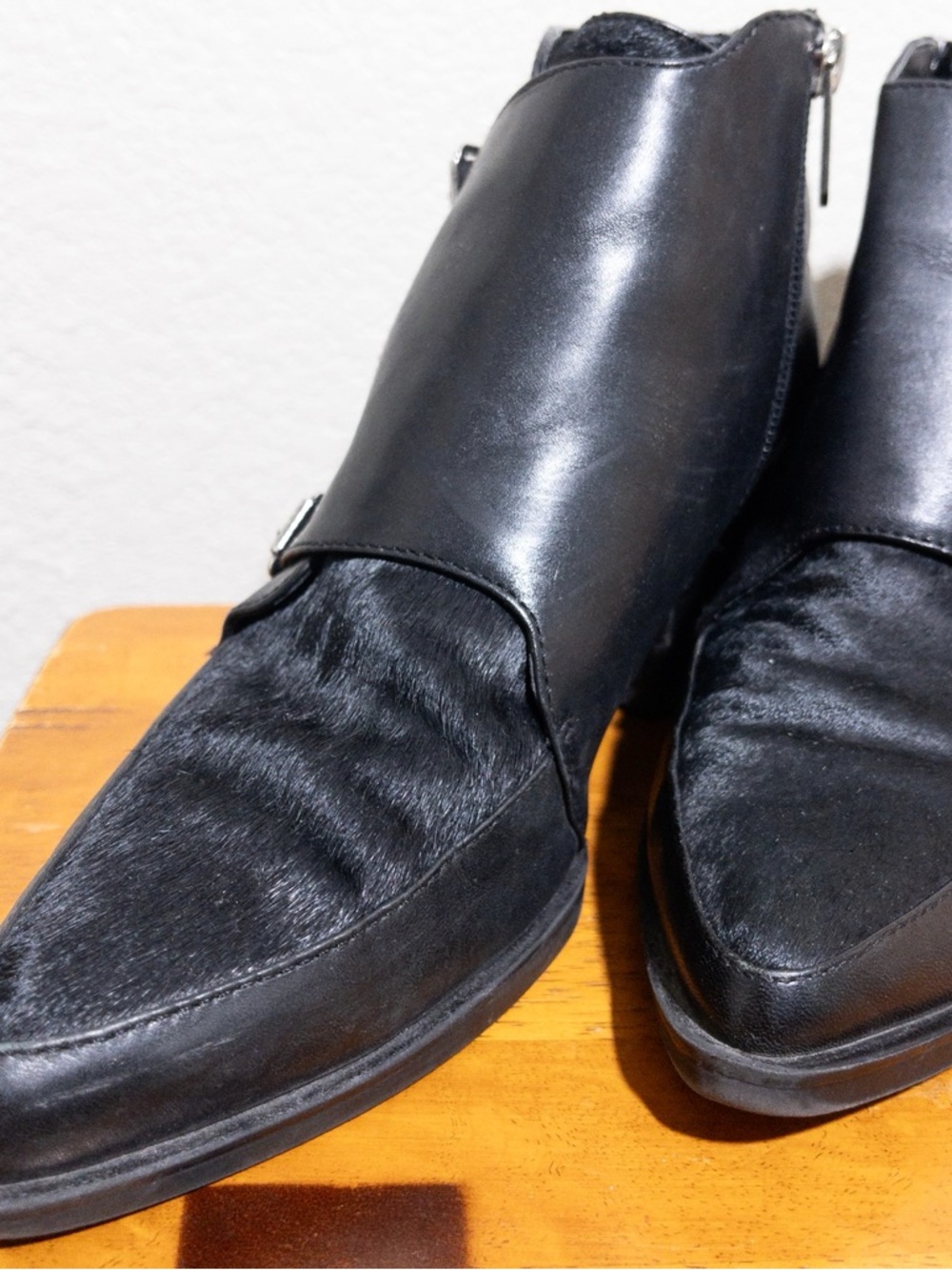 Sam Edelman Circus Reese Monk Strap Booties 8 Black Silver Buckle Pointed Toe - Picture 10 of 15